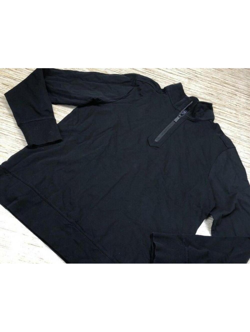 3458 Goodman Mens Henley Sweater Black Mock Neck Cotton 1/4 Zip Long Sleeve S